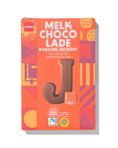 lettre J en chocolat au lait caramel beurre salé 135g
