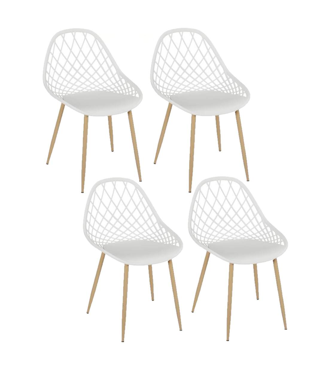 Lot de 4 chaises d'extérieur Malaga en polypropylène - Blanc