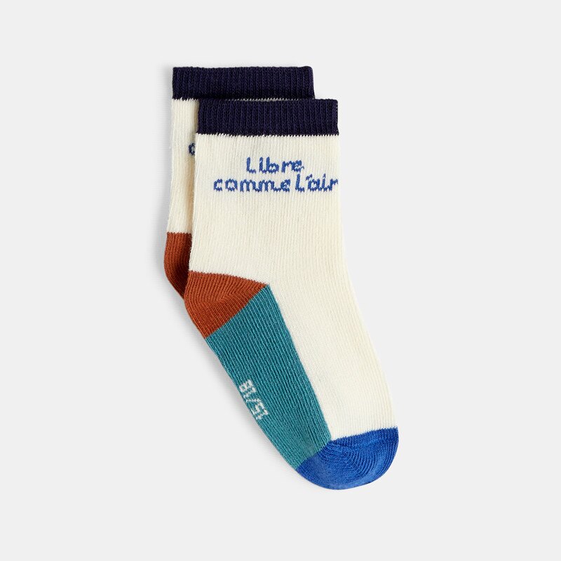 Chaussettes bébé garçon message en jacquard blanches Catimini Blanc