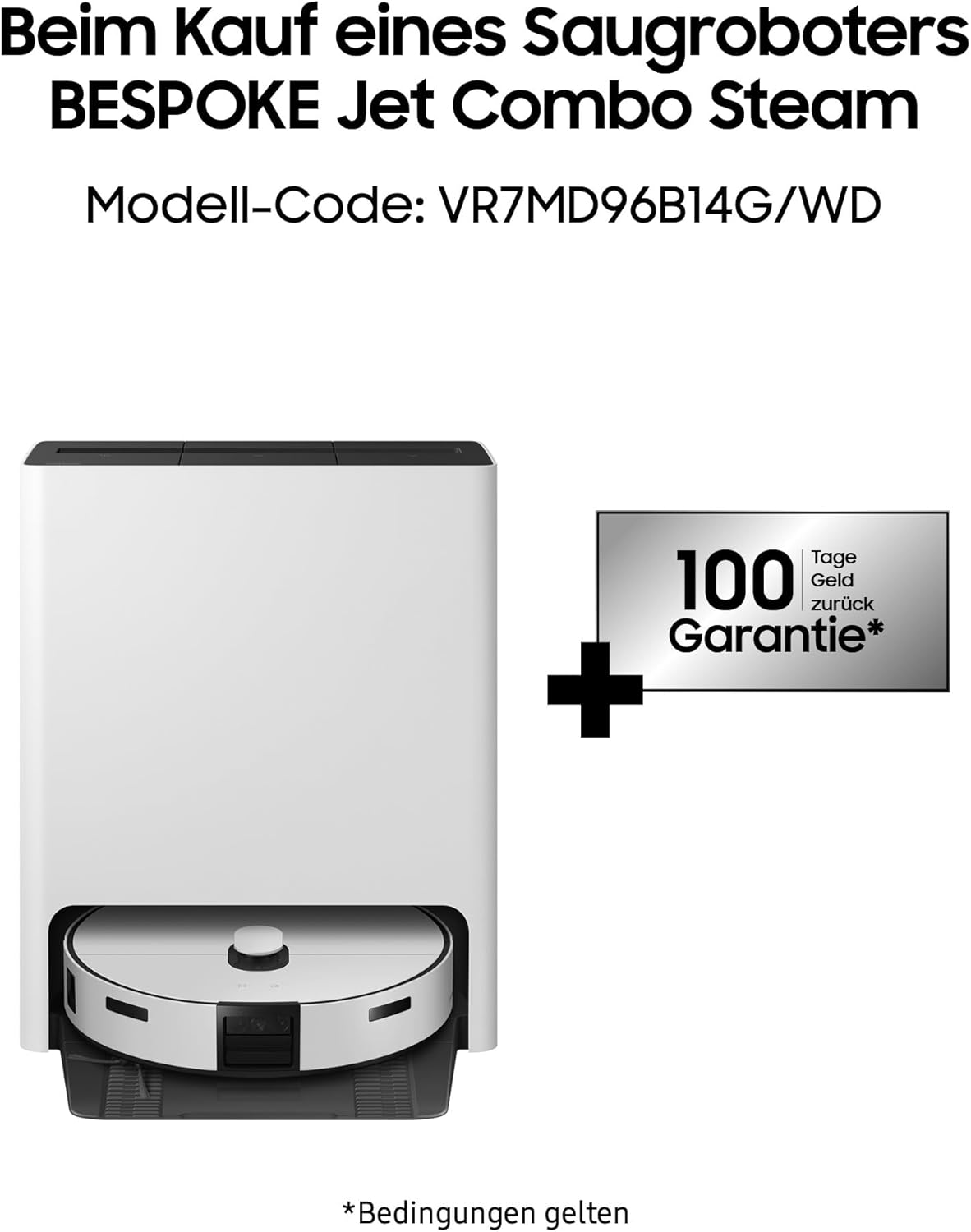 Samsung VR7MD96B14G/WD Bespoke Jet Bot Combo Steam Plus, Saugroboter mit Wischfunktion, 5 W Saugleistung, 0,25 l Staub / 0,1 l Wasser, Clean Station Steam Plus, AI Bodenerkennung, Satin Greige