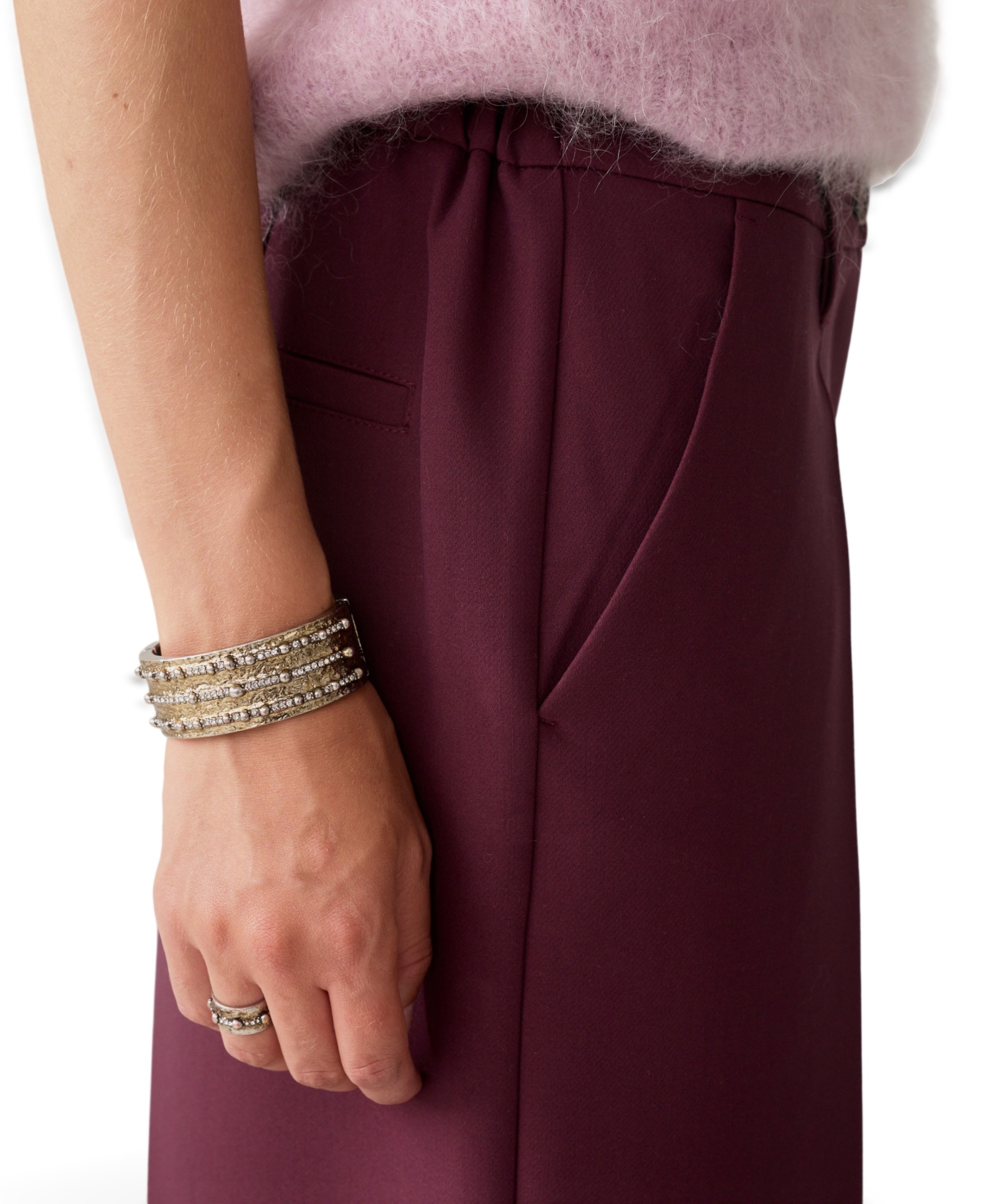 Summum Woman Trousers wide legs foam uni dames broek bordeaux