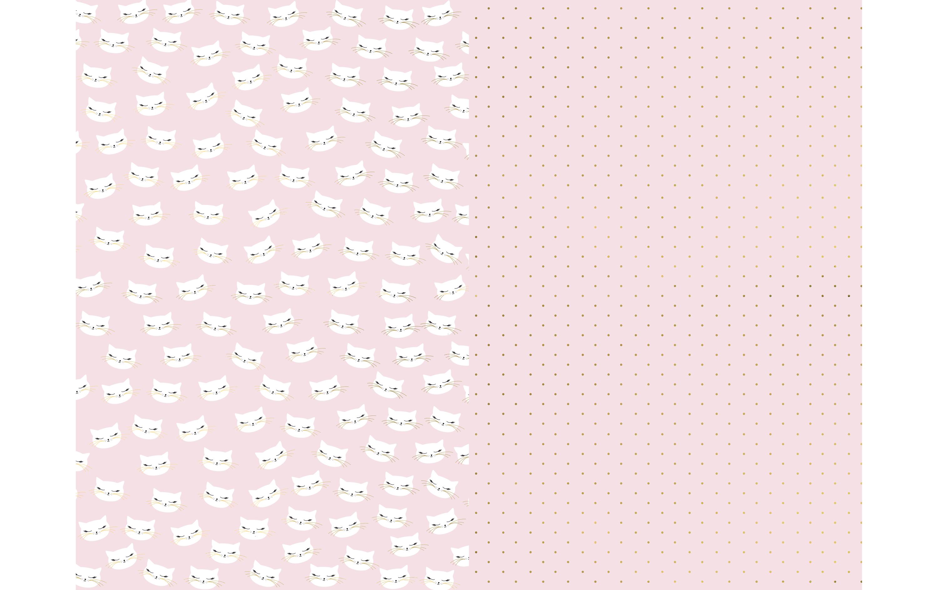 Geschenkpapier Katze 2 Stück, Rosa/Weiss, 70 x 200 cmGeeignet als Geschenkverpackung oder Einfasspapier für Bücher
