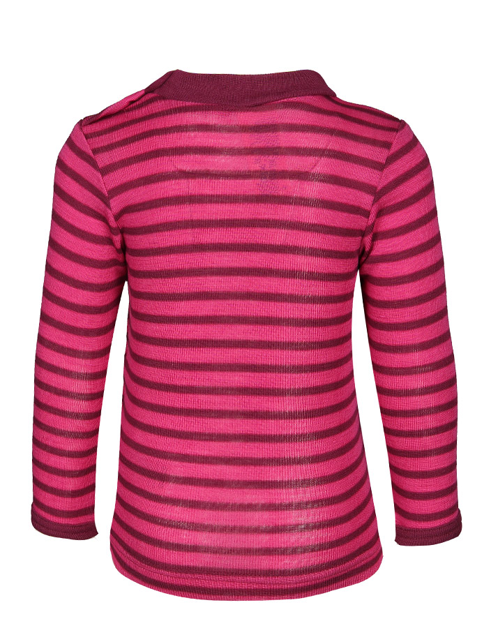 Langarmshirt STRIPES mit Seide in himbeere/orchidee