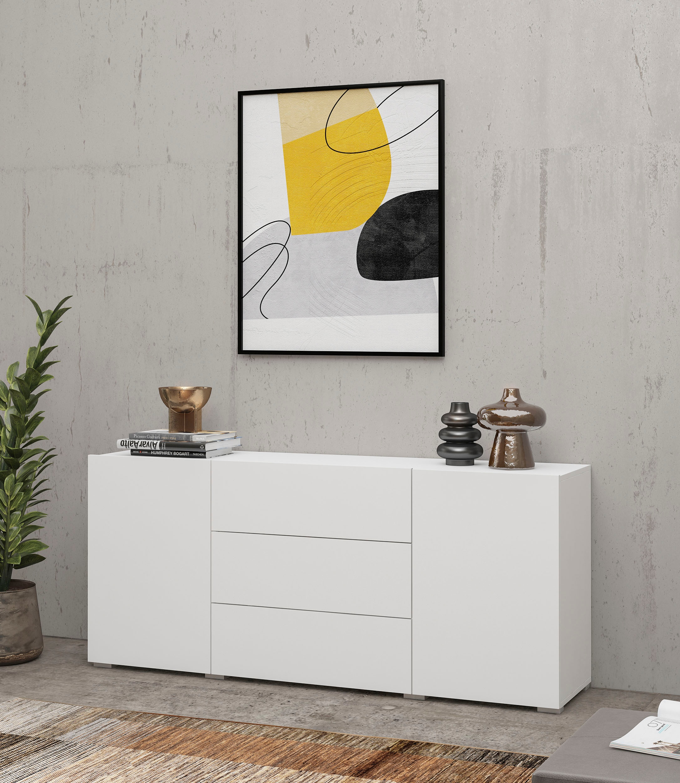 INOSIGN Sideboard »Ava, Breite 140 cm, hängend und stehend montierbar« moderne grifflose Kommode, Schubladenschrank, 2Türen/3Schubkästen