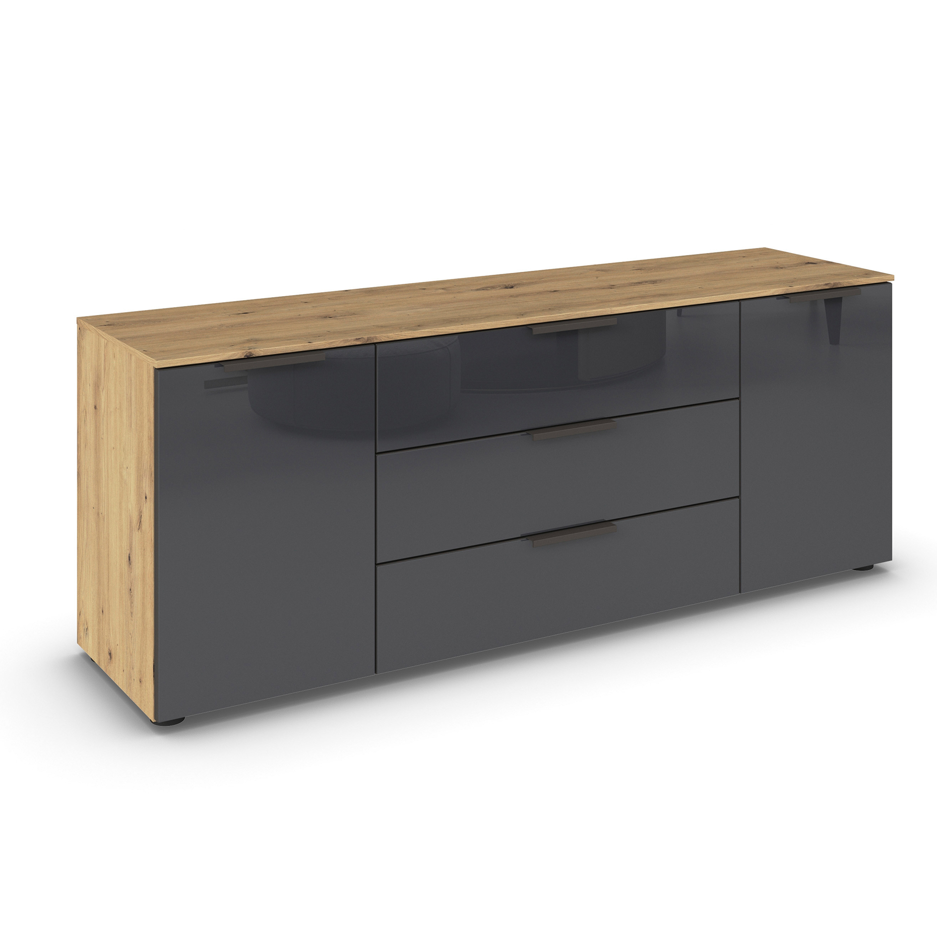 Lowboard - Artisan Eiche-Basalt - Glasfront - 160 cm