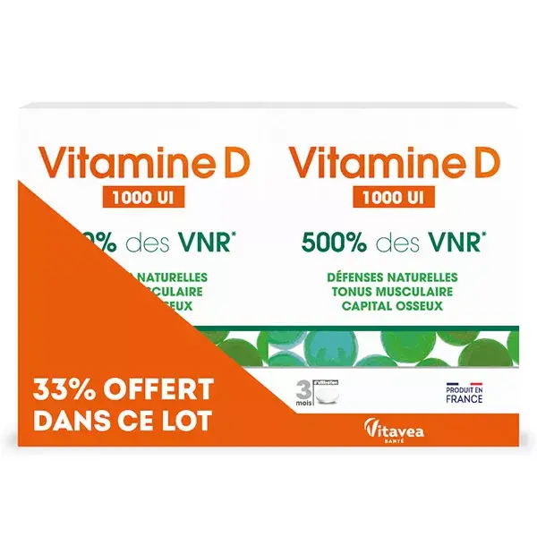 Vitavea Vitamine D 1000UI Défenses naturelles Lot de 2 x 90 comprimés
