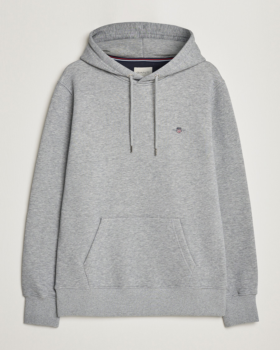 GANT Original Shield Logo Hoodie Grey Melange