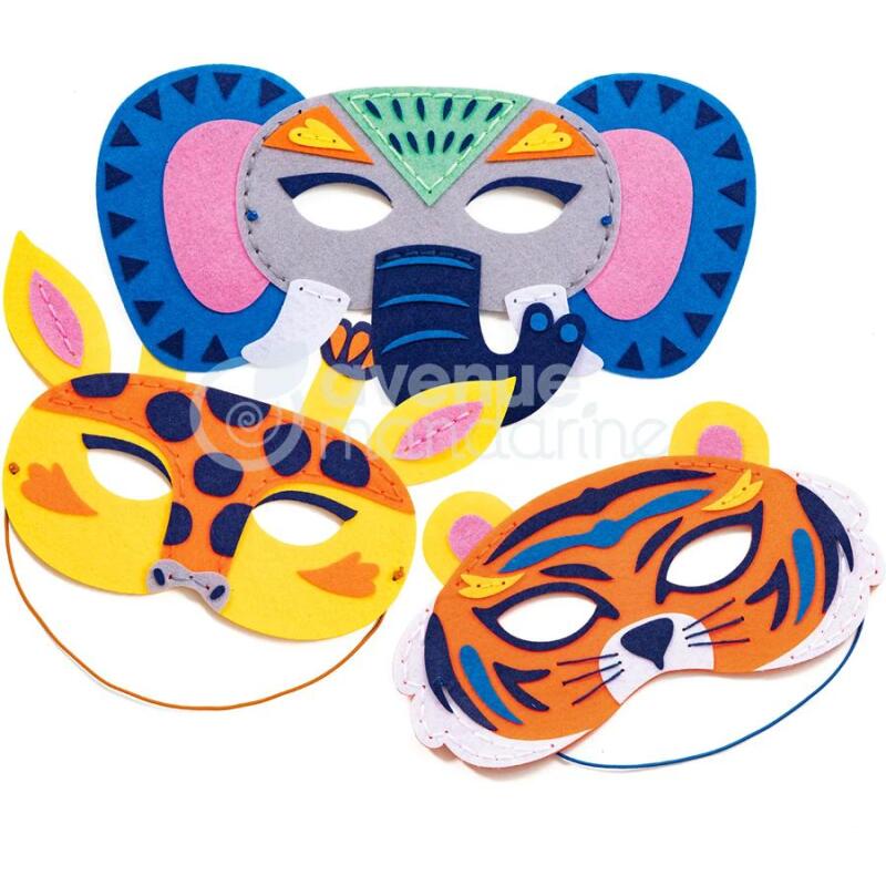 Boîte créative, Masques à coudre, Animaux de la savane - Multicolore