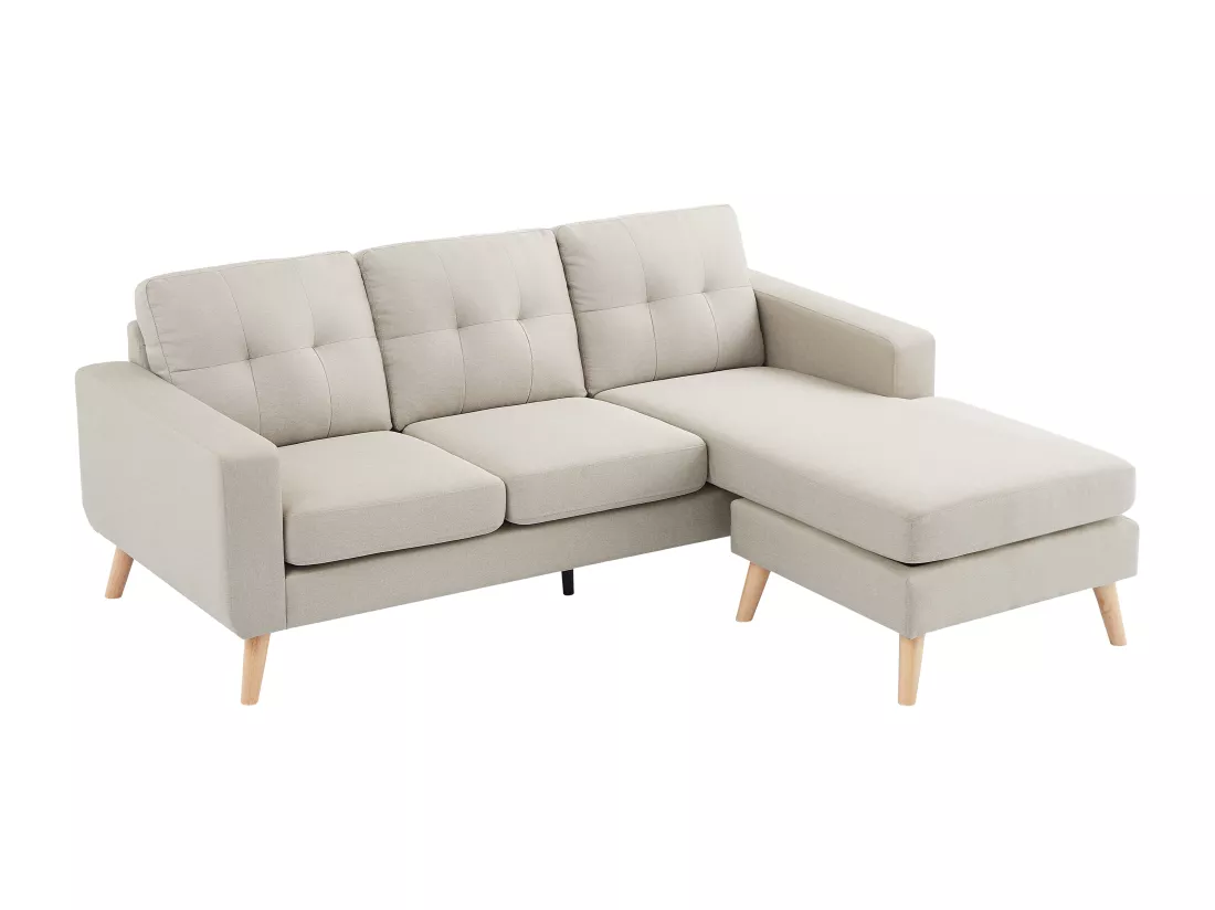 Canapé d'angle réversible en tissu beige BARTOLOME