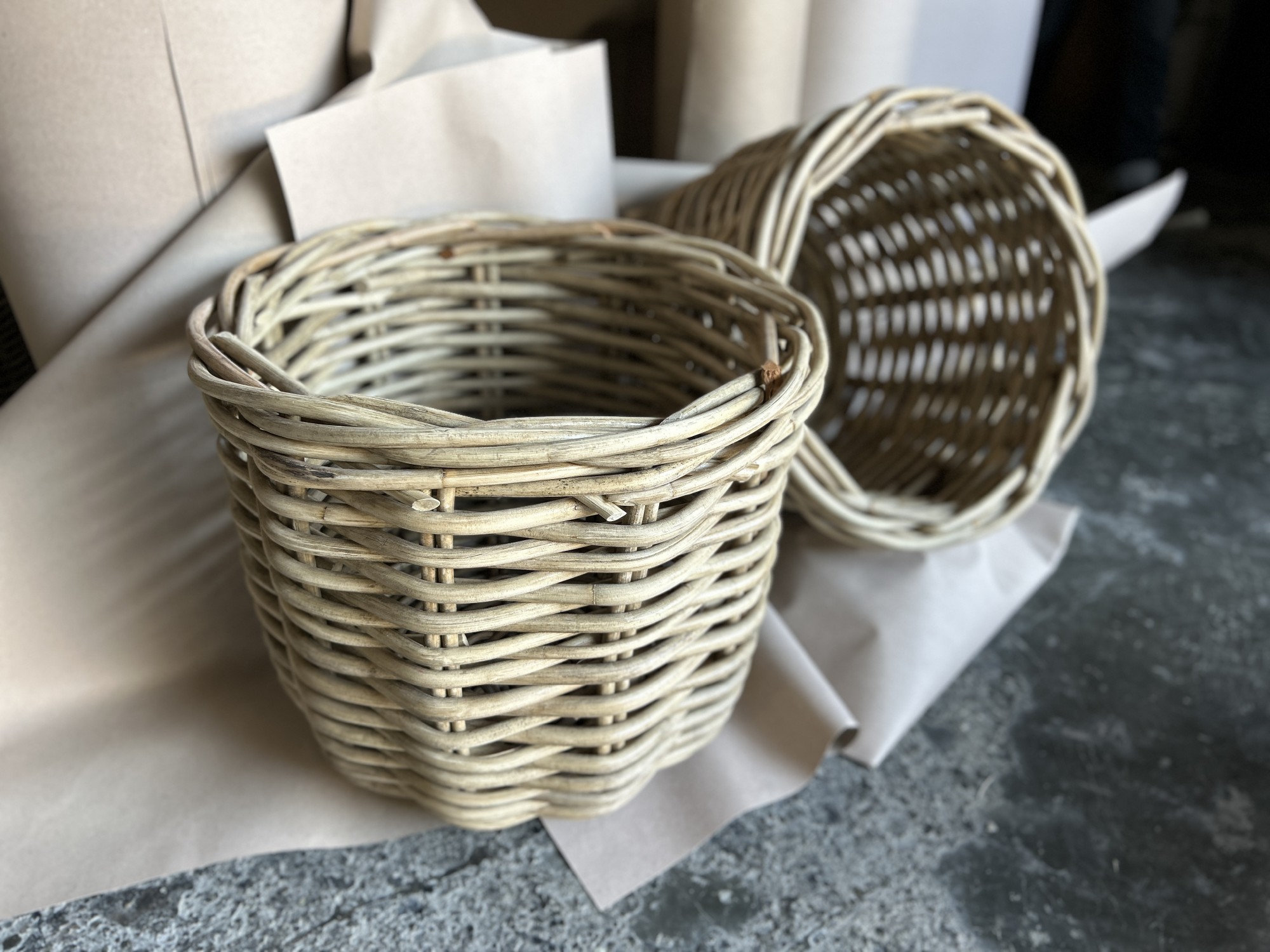 Rattankorb 'Miata', brauntöne, Ø 55 cm, 50 cm von fischer's lagerhaus