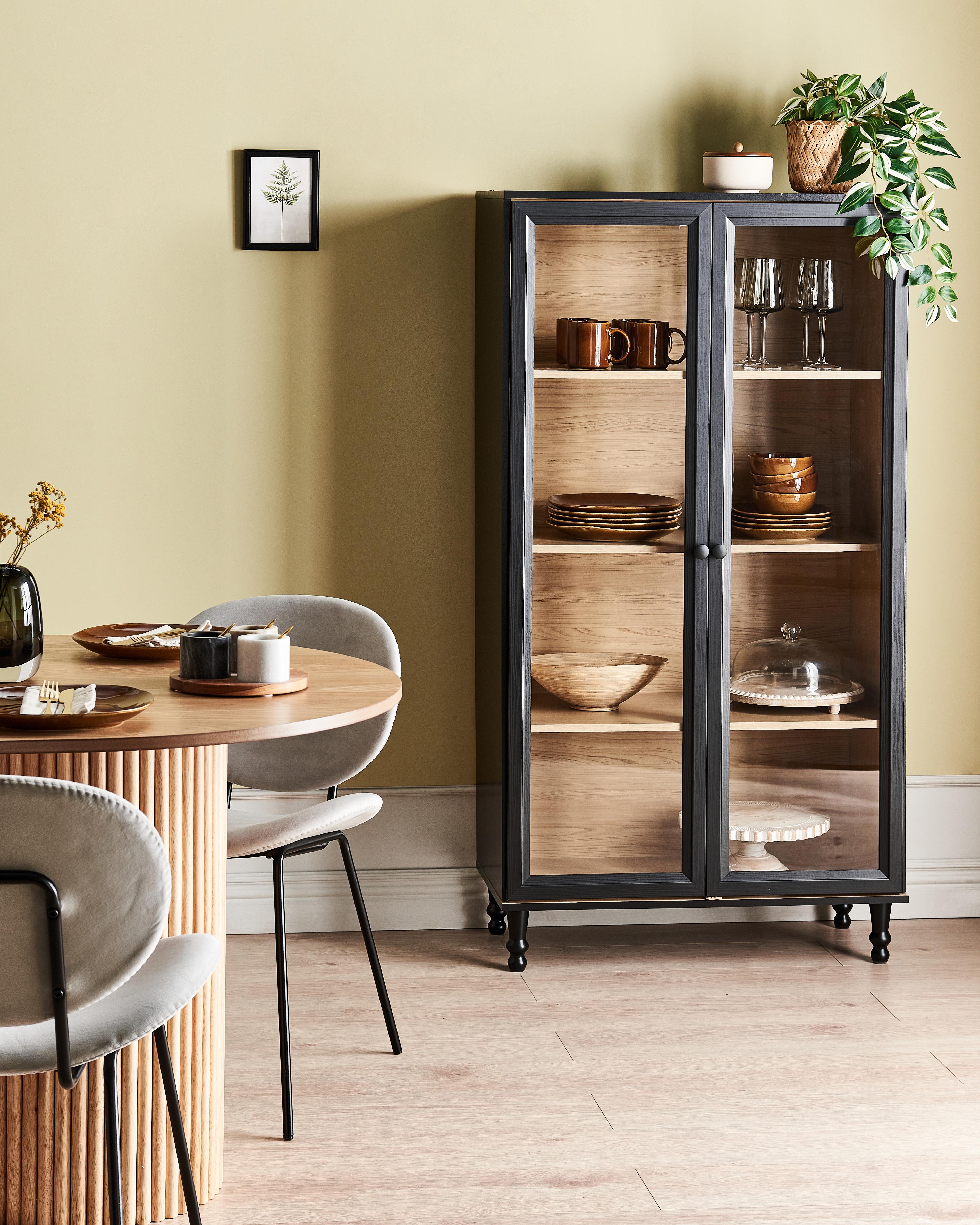 Glazen vitrinekast TINGLEDALE 80 cm Zwart