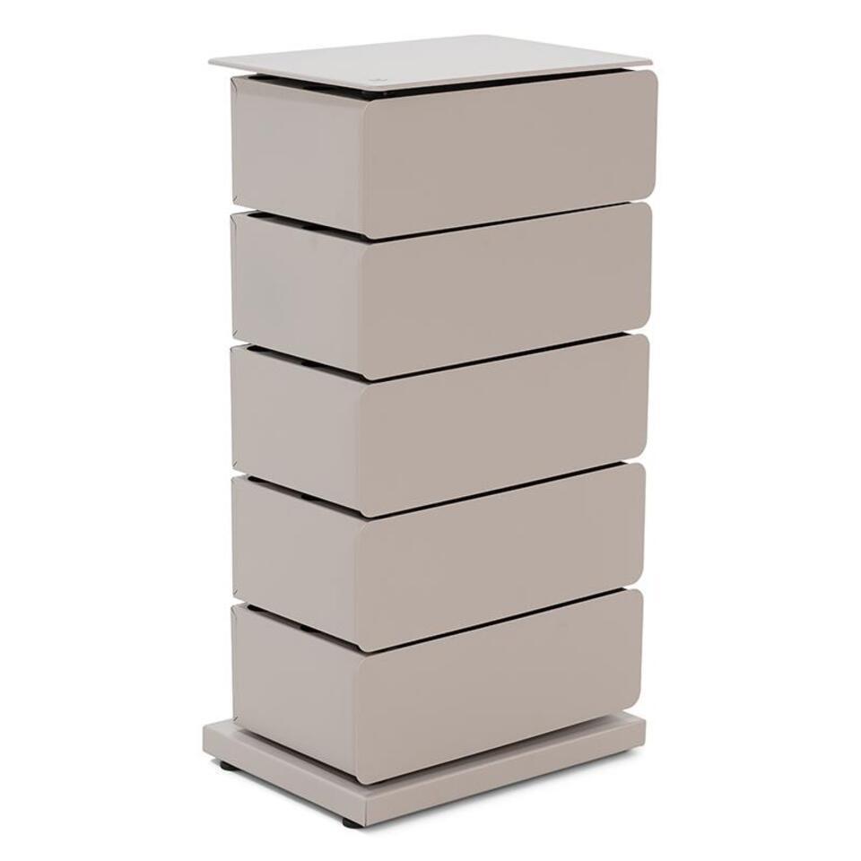 Redin Design Rodman industrieel Schoenenkast 5 lade Taupe metaal 37x26x72.5