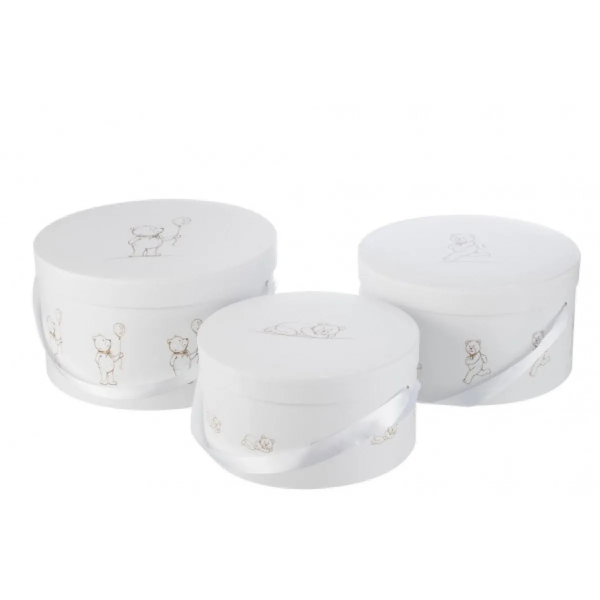 Dansmamaison Boites Ourson Ronde - Blanc