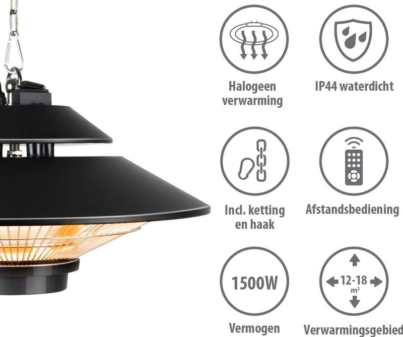 Alpina Heater Terrasverwarmer met Afstandsbediening 1500W