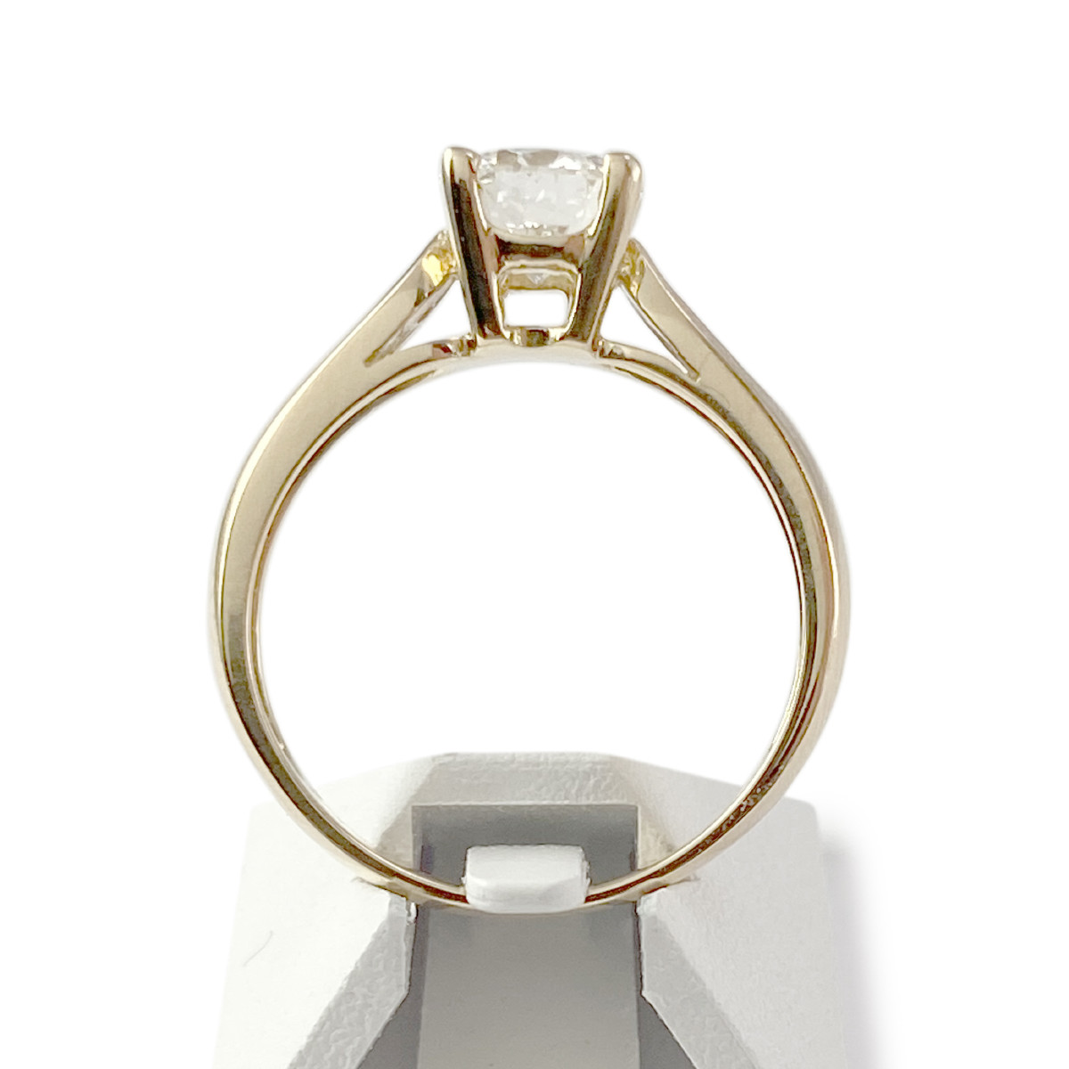 Solitaire d'occasion or 750 jaune diamant 1 carat et 6 diamants