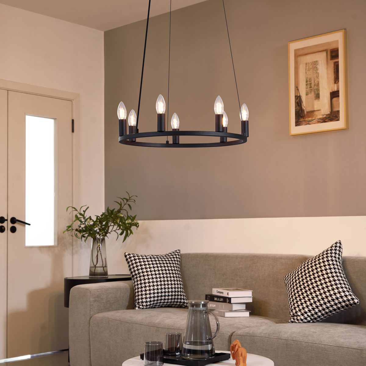 Industriële hanglamp zwart 7-lichts - Knight