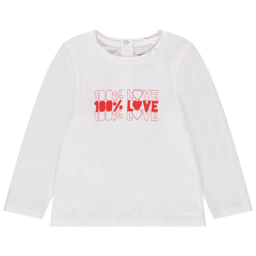 T-shirt manches longues en coton bio à message printé - Blanc