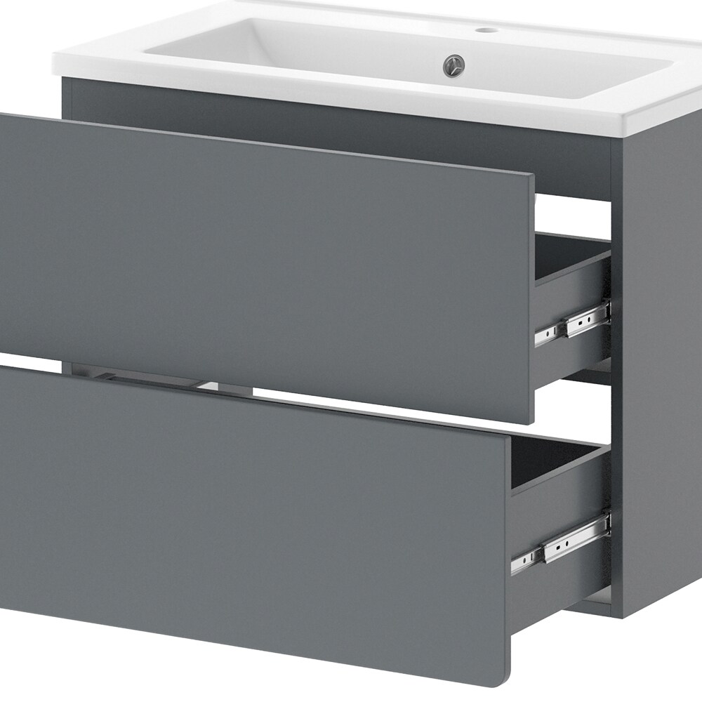 Vicco Badmöbel-Set Izan Grau modern Waschtischunterschrank Waschbecken