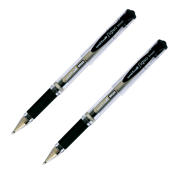 2 stylos-bille Uni-ball Signo Broad coloris noir