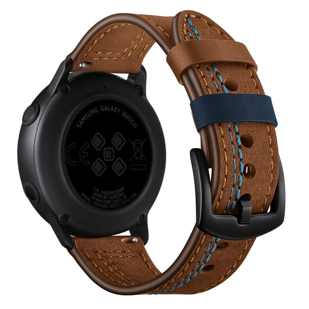 Samsung Galaxy Watch 42mm / Watch Active 2 / Watch Active / Gear Sport Echtleder Stripes Armband (Gelenkumfang: 175-220mm) - Braun / Blau