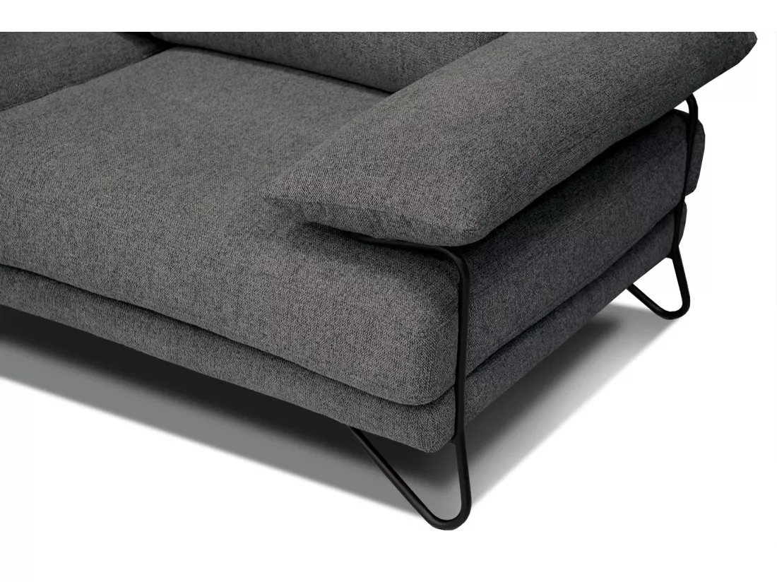 Canapé d'angle gauche 5 places tissu gris - Lori