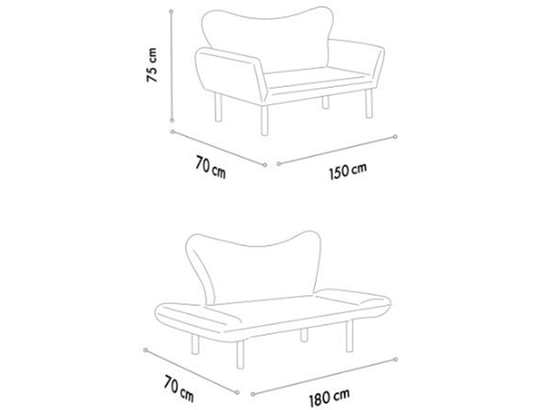 CONCEPT1 - Canapé lit Chatto 2 places patchwork 150 x 70 x h75