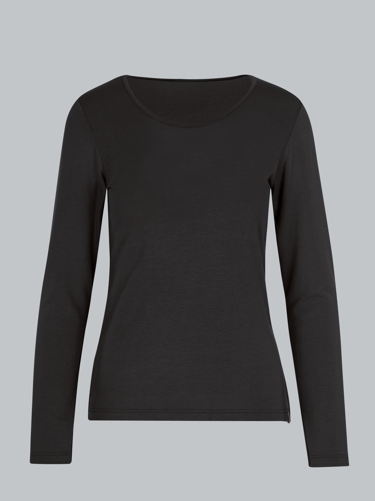Shirt aus Viskose Langarm Schwarz