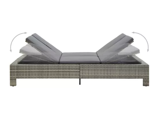 Transat à 2 places avec coussin Gris Résine tressée