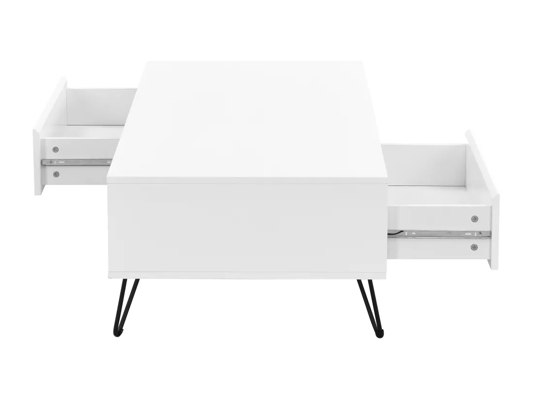 Table basse avec 2 tiroirs et 2 niches en MDF et acier - Blanc et Noir - ABUJA de Pascal Morabito