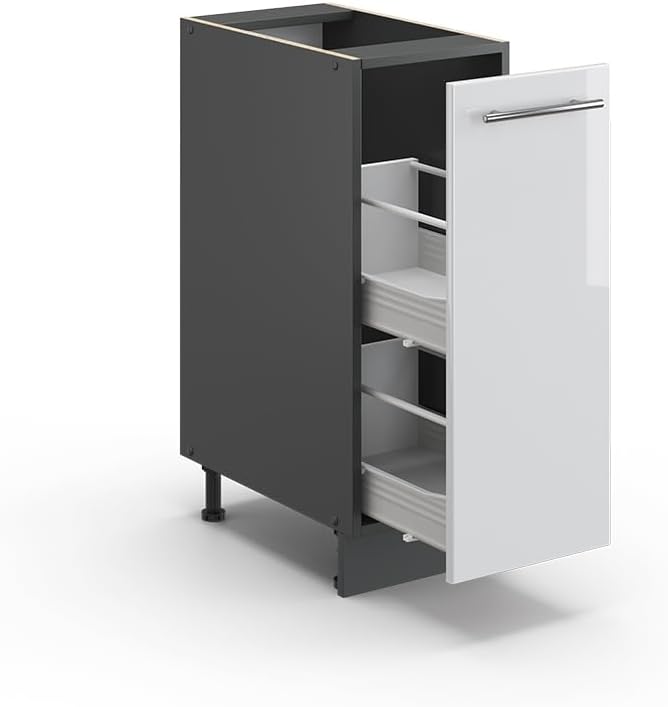 Vicco Apothekerschrank Fame-Line, Weiß Hochglanz/Anthrazit, 30 cm ohne Arbeitsplatte