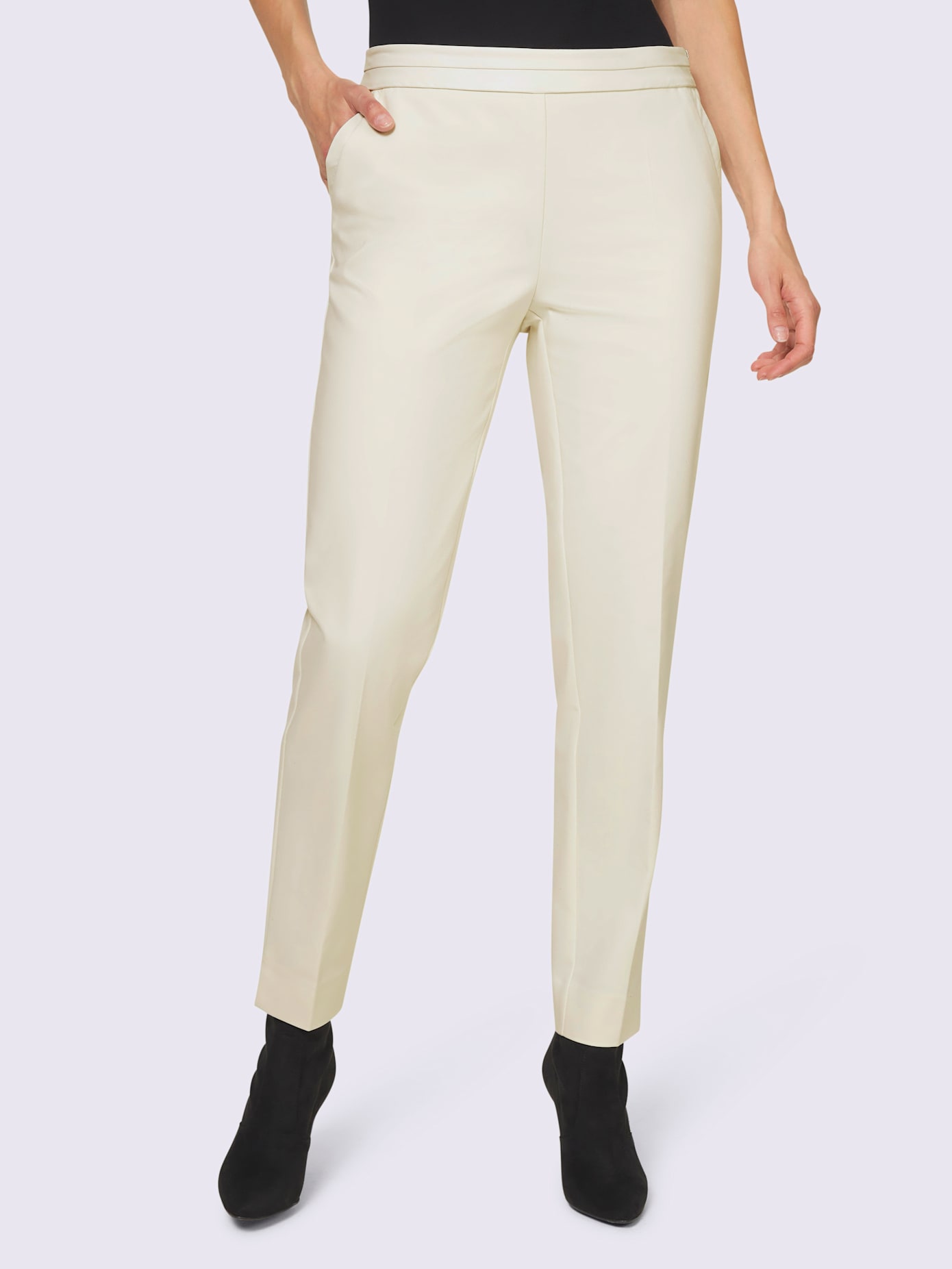 Pantalon effet ventre plat ceinture synthétique