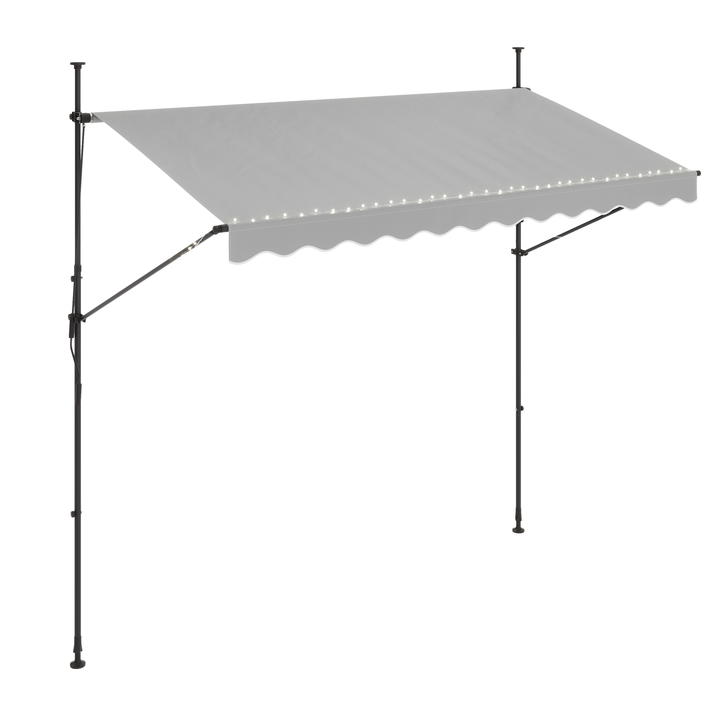 Balkonmarkise mit LED 300 x 150 cm grau