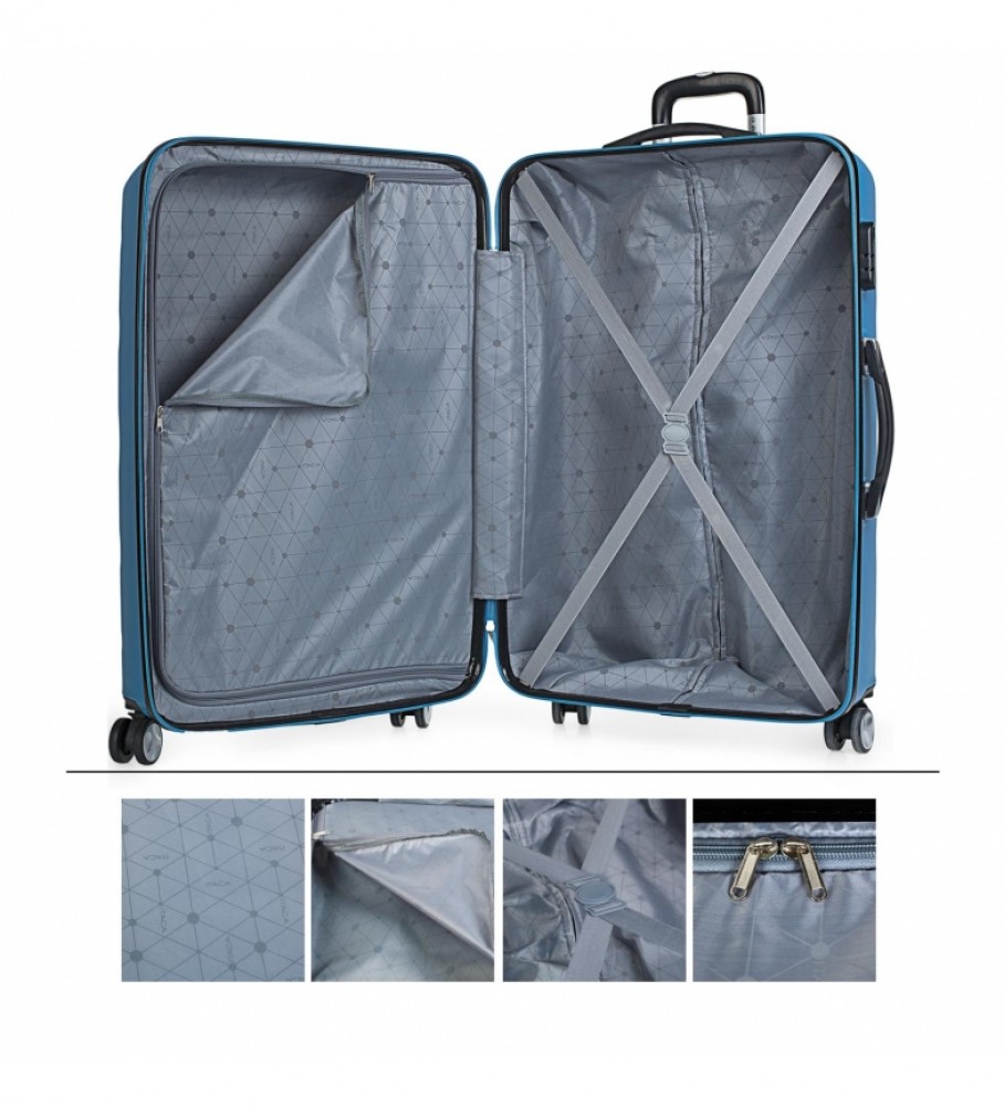Mala rígida grande ITACA XL com 4 rodas T71670 Azul - 77 x 48 x 29 cm -