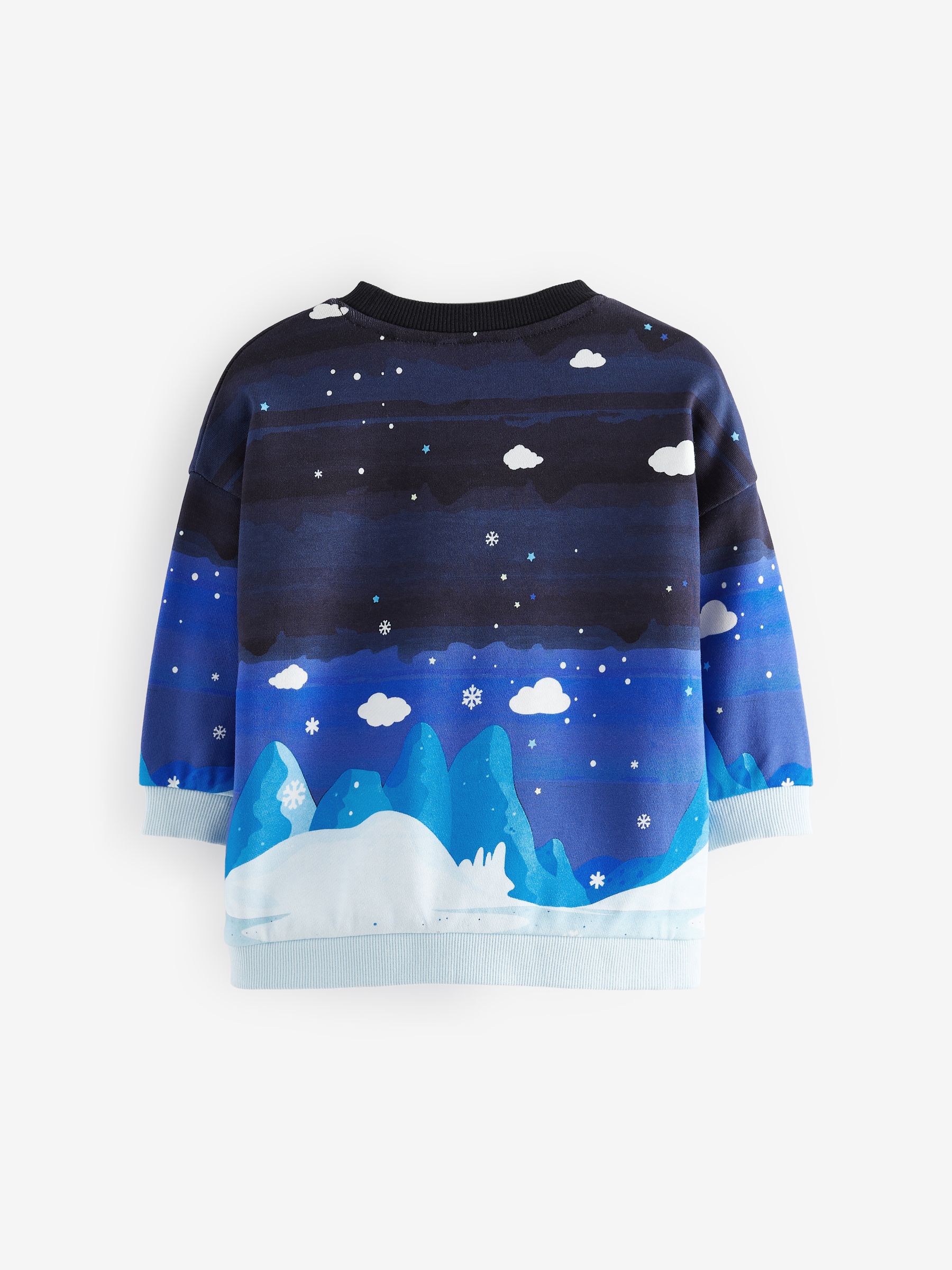 Marineblauw rendiertafereel - Kerstsweatshirt met ronde hals van 100% katoen (3 mnd - 7 jr)