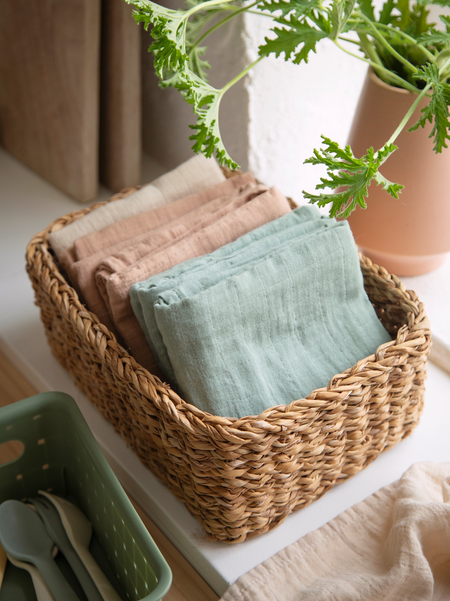 Stofbleer 3-pak | Bomuld. 58,42 x 59,69 cm. 3 stk.  | Dusty Green | Mushie