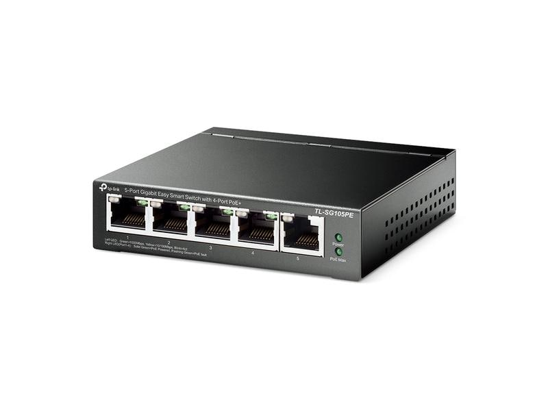 TP-Link PoE  Switch Omada PoE  Easy Smart 5 x 1G TL-SG105PE 5-Port-Gigabit-Easy-Smart-Switch mit 4 PoE -Ports