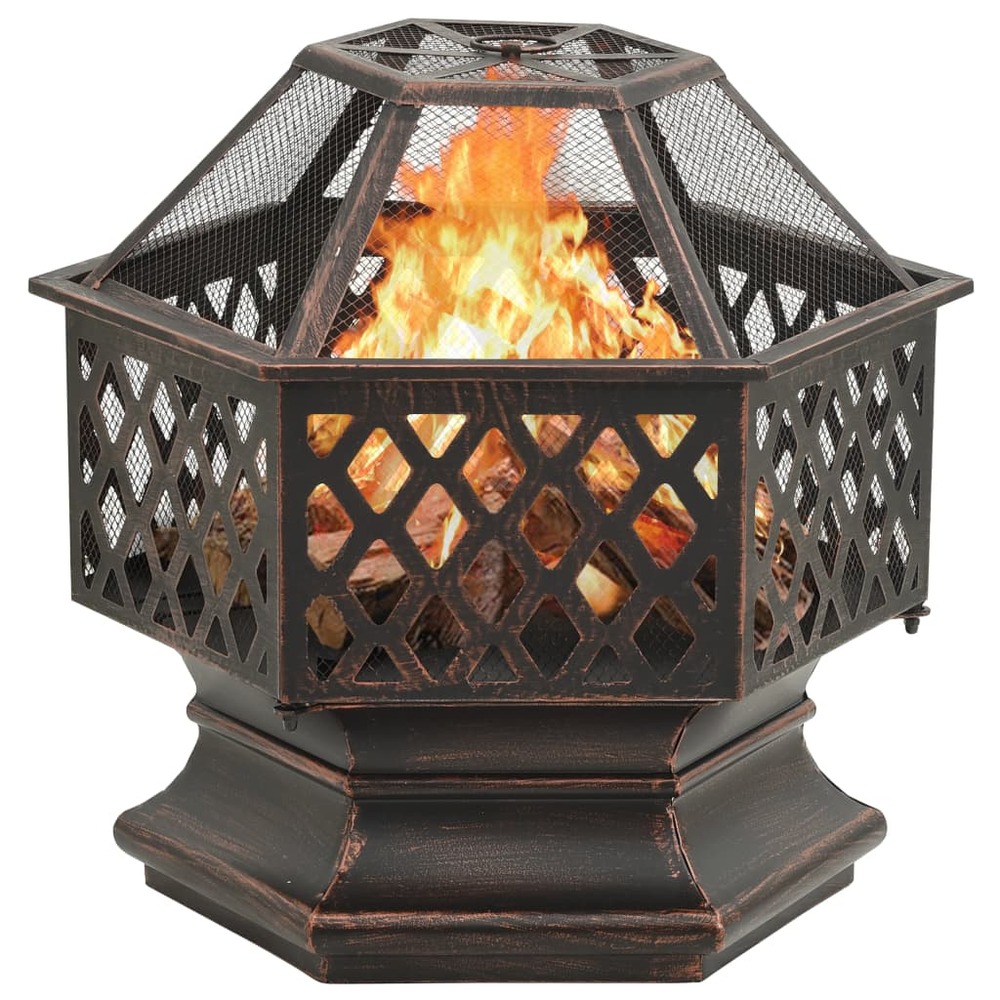Foyer rustique avec tisonnier 62x54x56 cm xxl acier