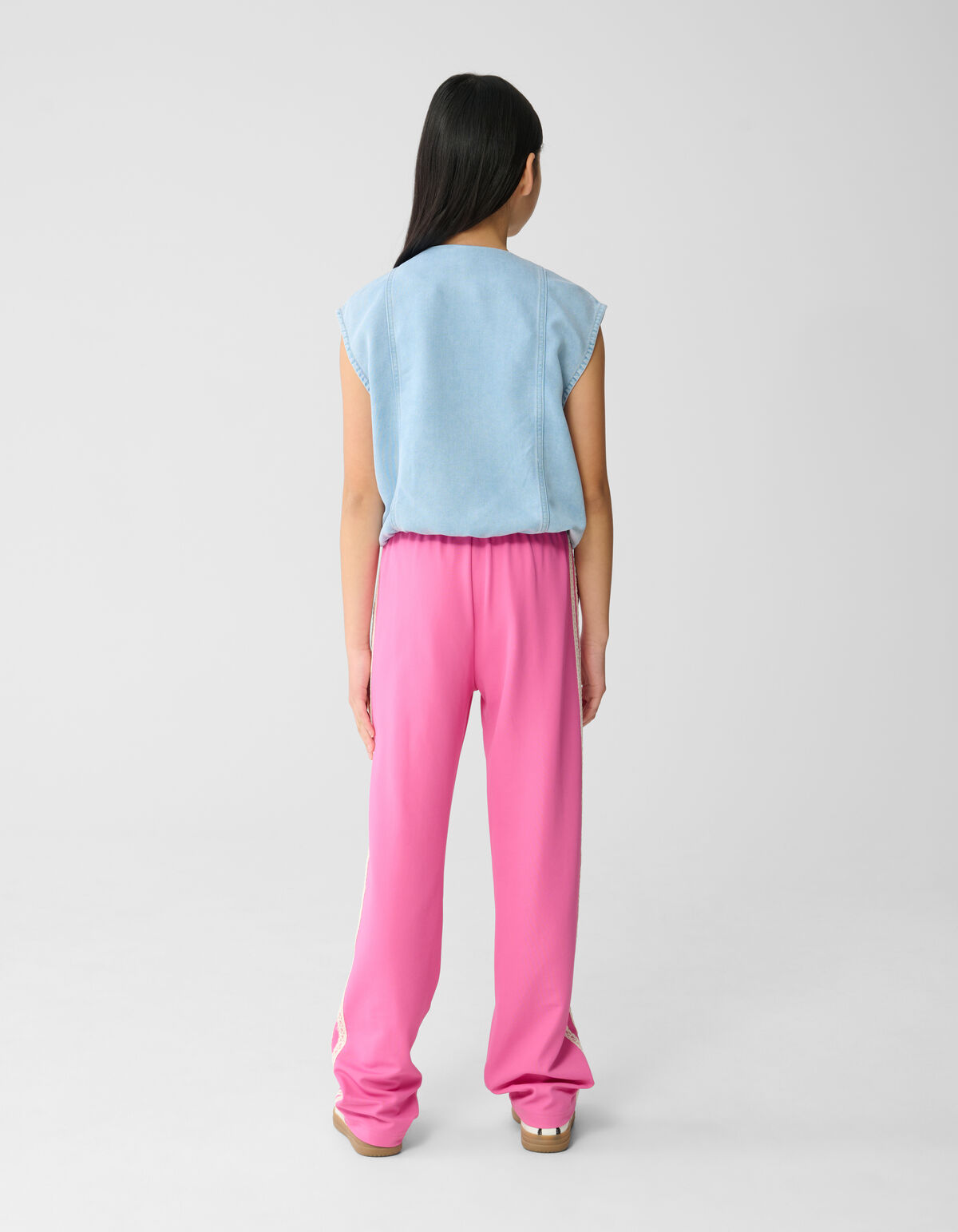 Sporty Wide Leg Broek Roze
