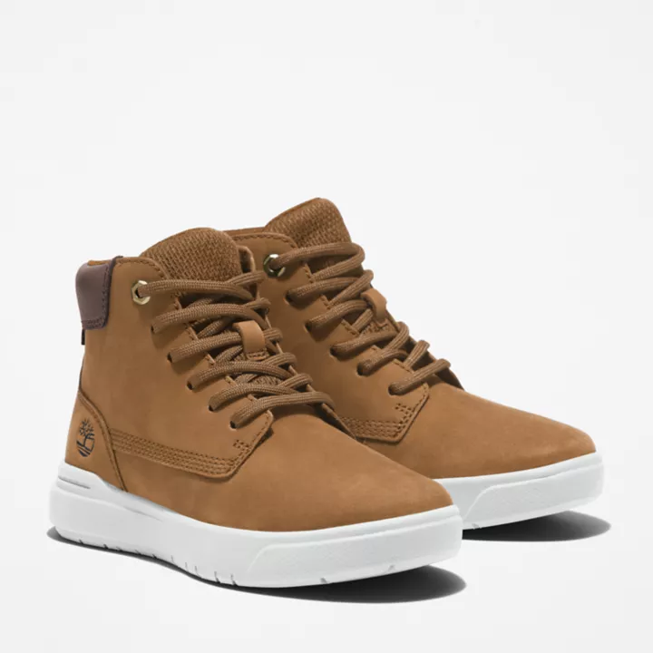 Bota infantil Seneca Bay de 15 cm com zíper lateral, na cor amarela.