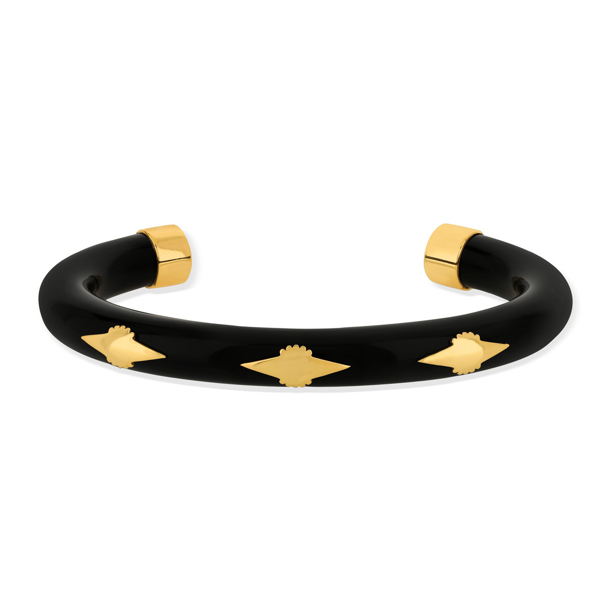 Bracelet jonc acrylique noire et doré