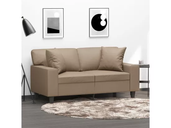 Canapé 2 places avec oreillers cappuccino 120 cm similicuir