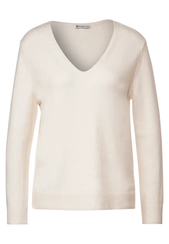 Pullover mit V-Ausschnitt - cream white melange