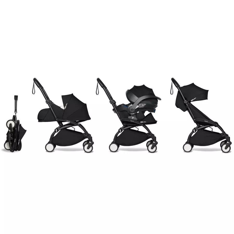BABYZEN Kinderwagen YOYO2 0+ Black mit Neugeborenenaufsatz Black