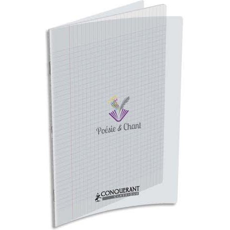 Cahier poésie piqué conquérant classique couverture transparente polypropylène a4+ 24x32cm 48 pages 90g séyès incolore