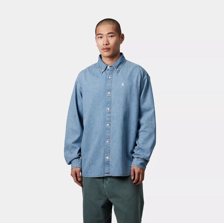 Carhartt WIP LS Lucas Shirt Blue Bleached