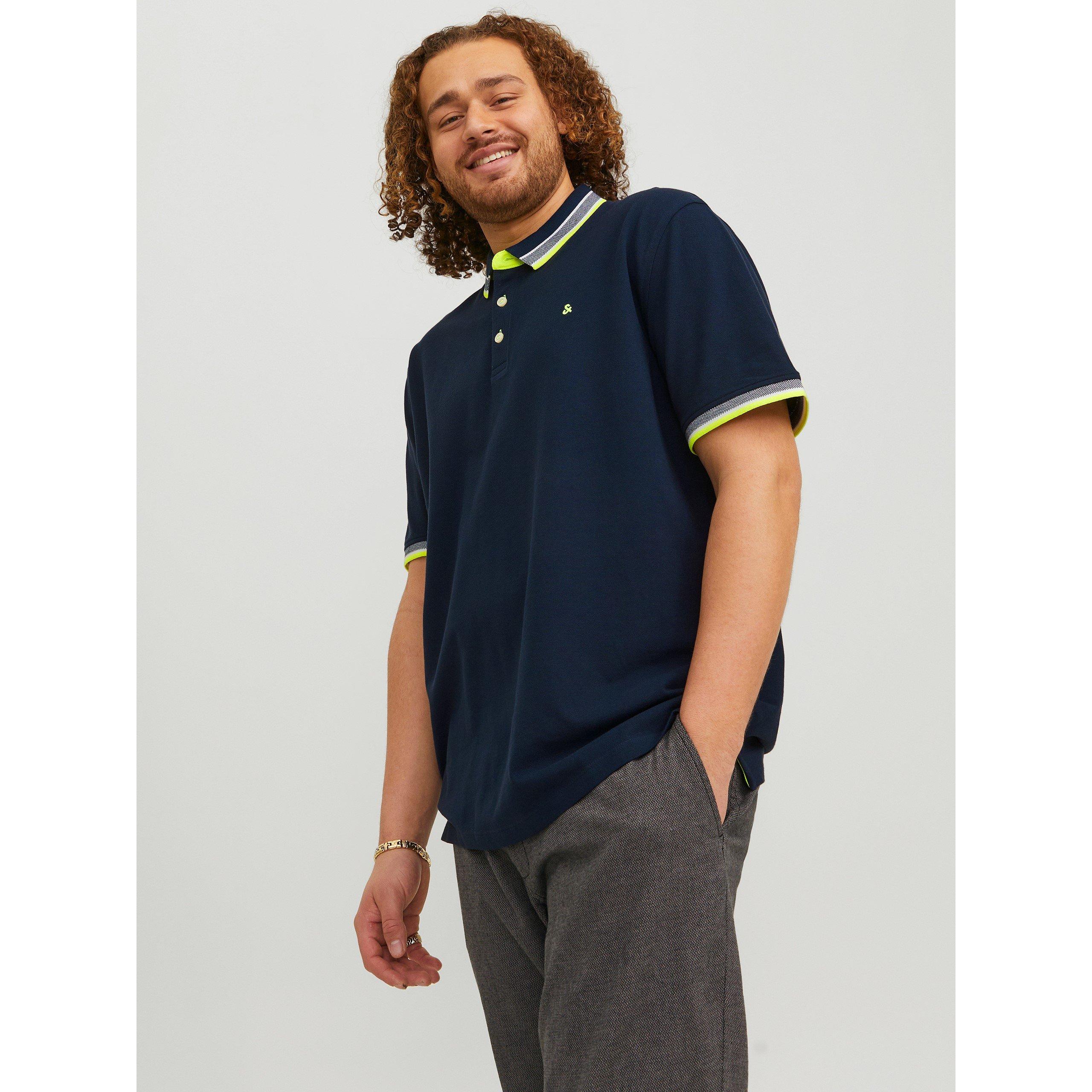 Jack and Jones Jack Paulos Tipped Pique Short Sleeve Polo Shirt Mens Plus Size
