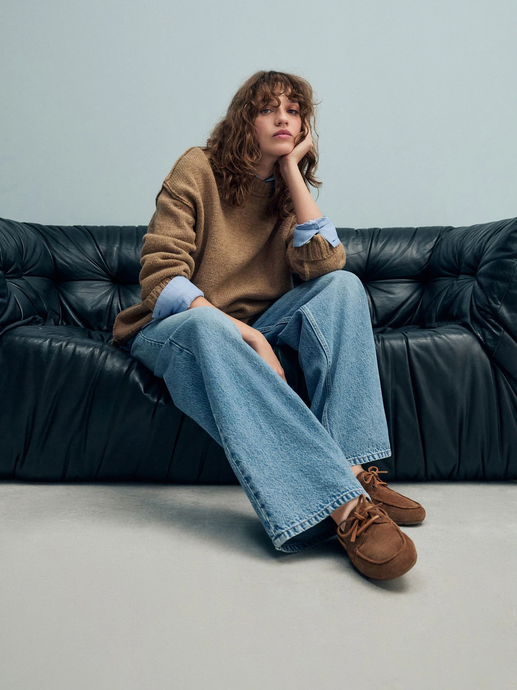 Bruin suède - Leren bootschoenen met ronde neus