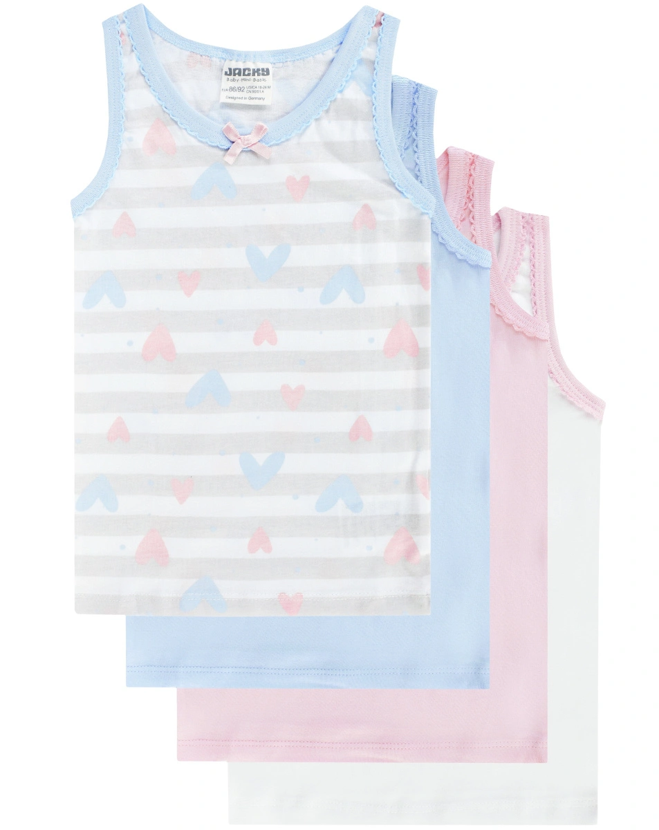 Unterhemd HEARTS 4er-Pack in rosa/hellblau