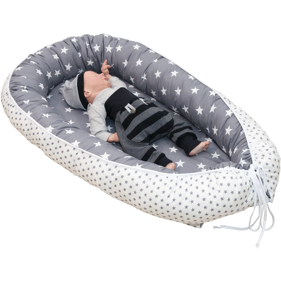 Ullenboom Babynest & Cocoon Weiss Grau 55 x 95 cm