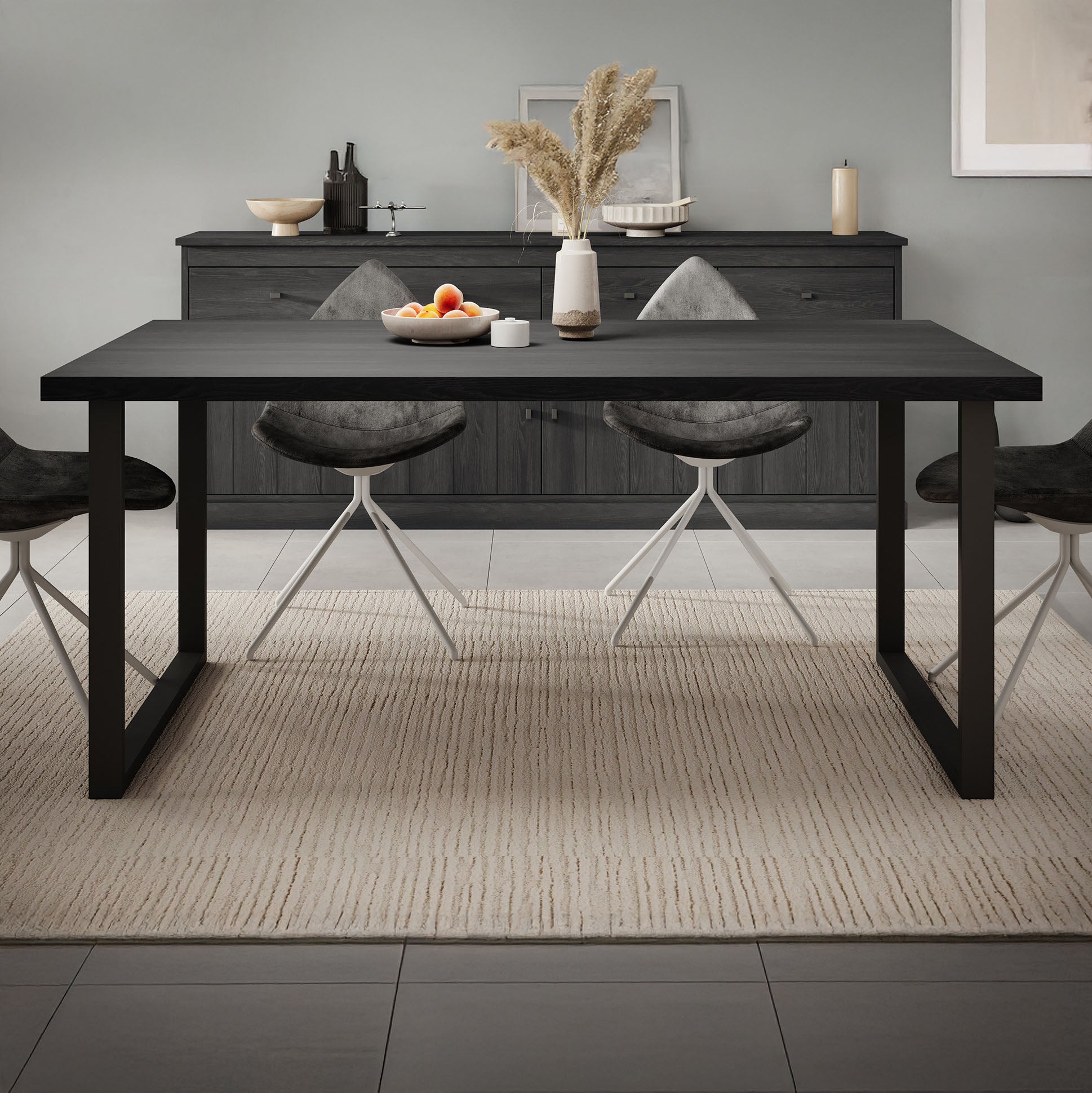 Vince - Eetkamertafel - Zwart - 180x98x78 cm